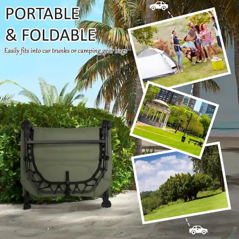 Lit de camping Outsunny pour adultes, lit pliant avec coussins rembourrés doux et appuie-tête, chaise longue inclinable réglable à 180°, robuste
