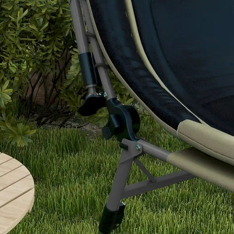 Lit de camping Outsunny pour adultes, lit pliant avec coussins rembourrés doux et appuie-tête, chaise longue inclinable réglable à 180°, robuste