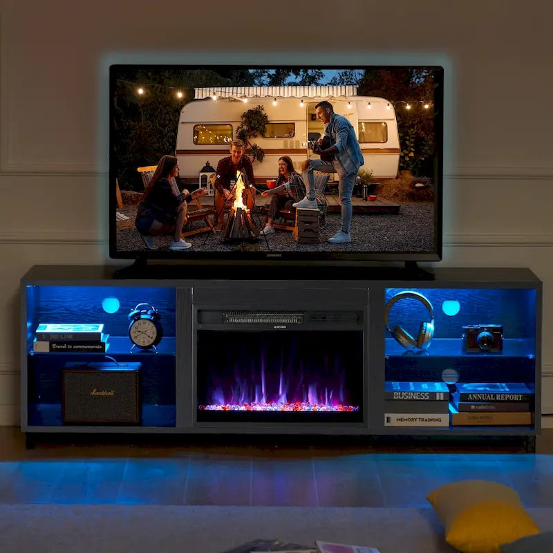 Meuble TV de 68 po avec foyer électrique de 23 po