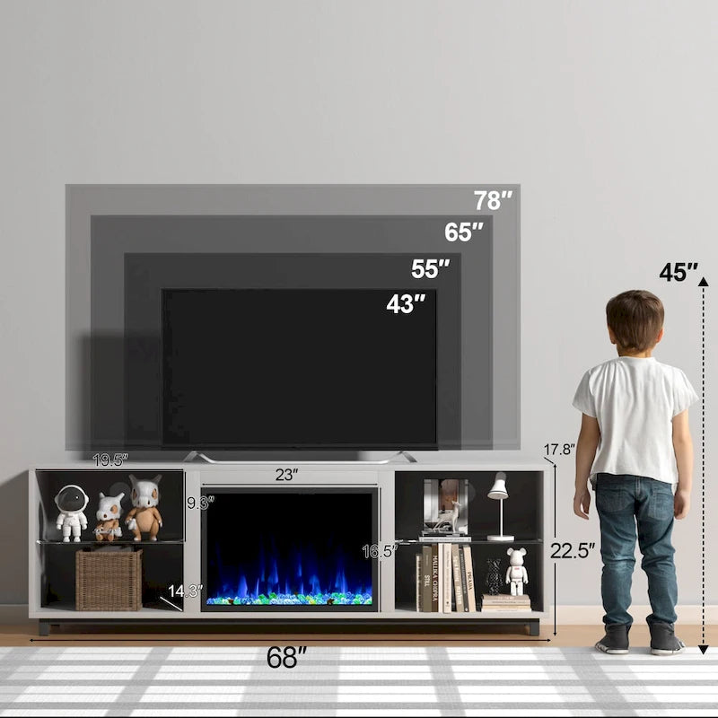 Meuble TV de 68 po avec foyer électrique de 23 po