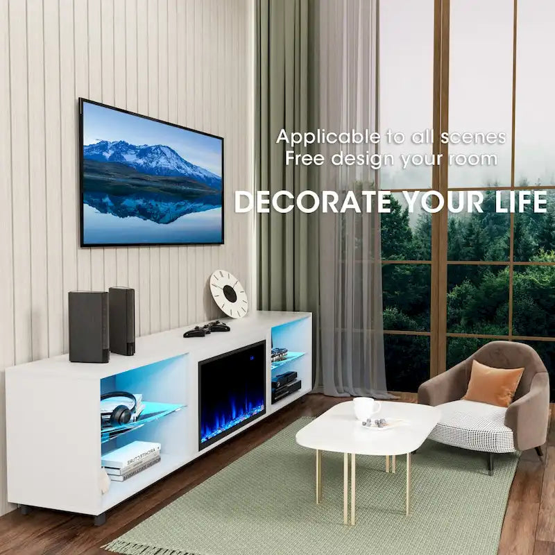 Meuble TV de 68 po avec foyer électrique de 23 po