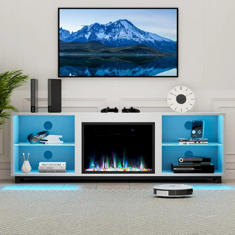 Meuble TV de 68 po avec foyer électrique de 23 po
