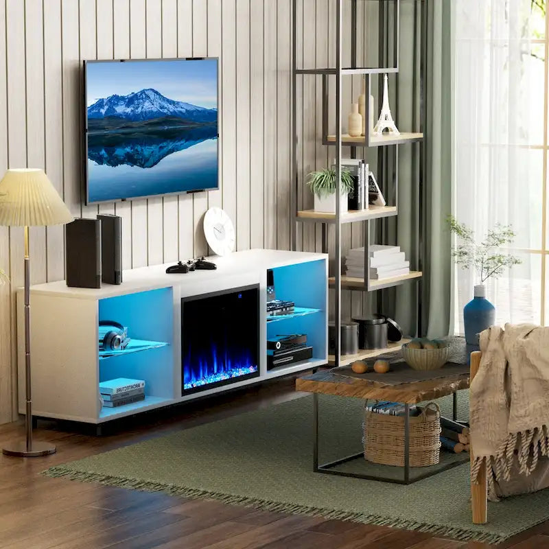 Meuble TV de 68 po avec foyer électrique de 23 po
