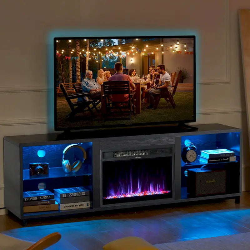 Meuble TV de 68 po avec foyer électrique de 23 po