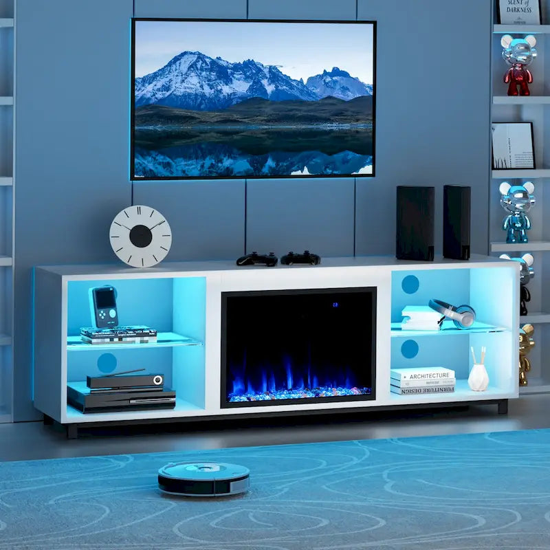 Meuble TV de 68 po avec foyer électrique de 23 po