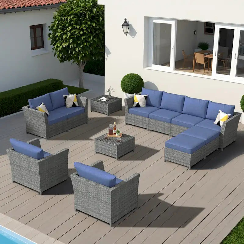 XIZZI 12-piece Outdoor Patio Furniture Sectional Sofa Set (fully assembled)