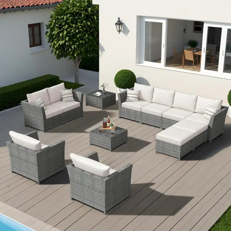 XIZZI Ensemble de canapés modulables d'extérieur 12 pièces (entièrement assemblé)