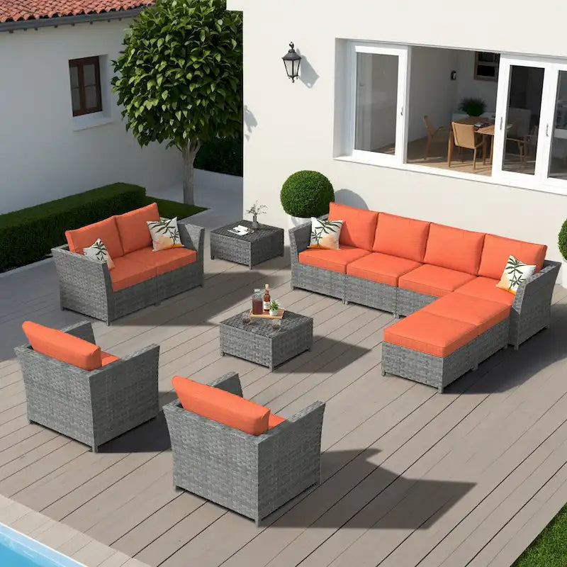 XIZZI Ensemble de canapés modulables d'extérieur 12 pièces (entièrement assemblé)