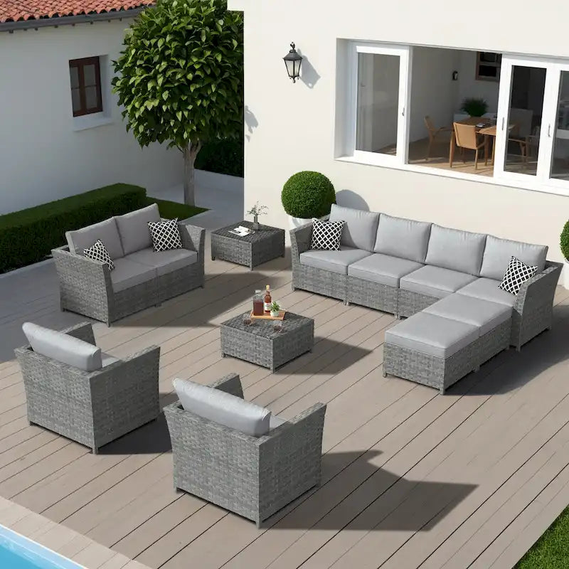 XIZZI Ensemble de canapés modulables d'extérieur 12 pièces (entièrement assemblé)