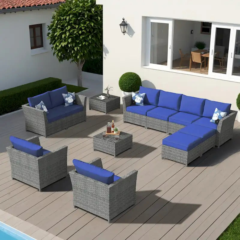 XIZZI Ensemble de canapés modulables d'extérieur 12 pièces (entièrement assemblé)