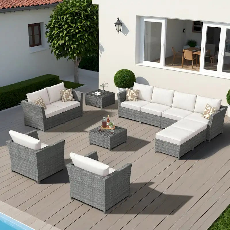 XIZZI Ensemble de canapés modulables d'extérieur 12 pièces (entièrement assemblé)