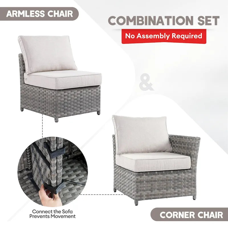 XIZZI Ensemble de canapés modulables d'extérieur 12 pièces (entièrement assemblé)