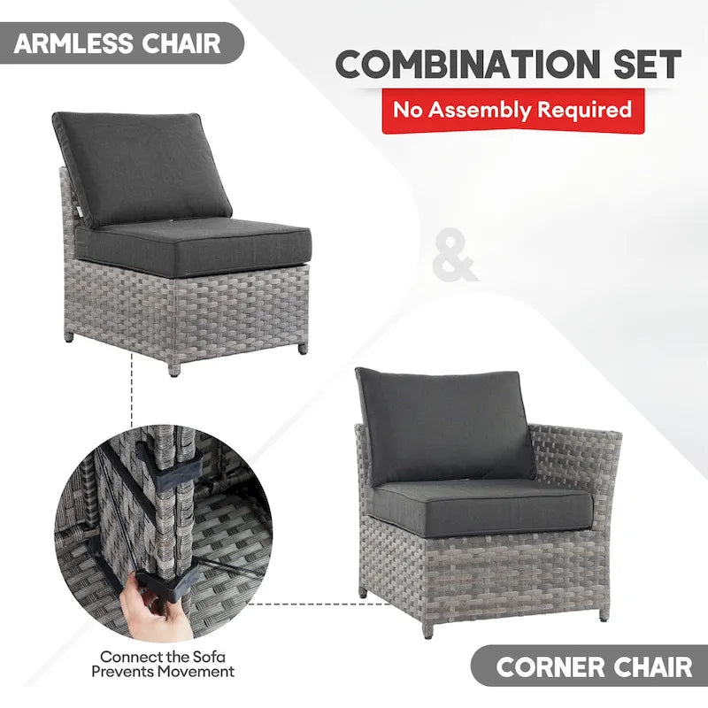 XIZZI Ensemble de canapés modulables d'extérieur 12 pièces (entièrement assemblé)