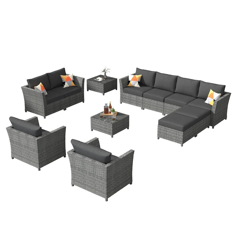 XIZZI Ensemble de canapés modulables d'extérieur 12 pièces (entièrement assemblé)
