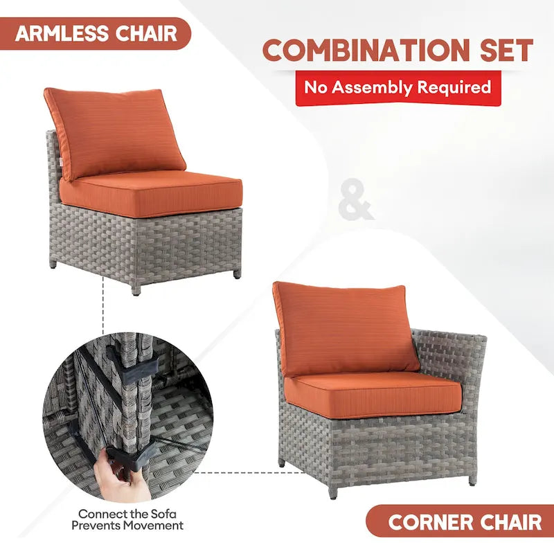 XIZZI Ensemble de canapés modulables d'extérieur 12 pièces (entièrement assemblé)