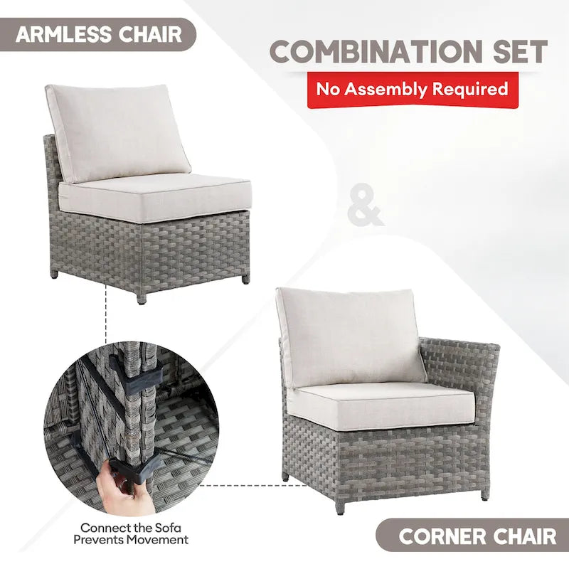 XIZZI Ensemble de canapés modulables d'extérieur 12 pièces (entièrement assemblé)