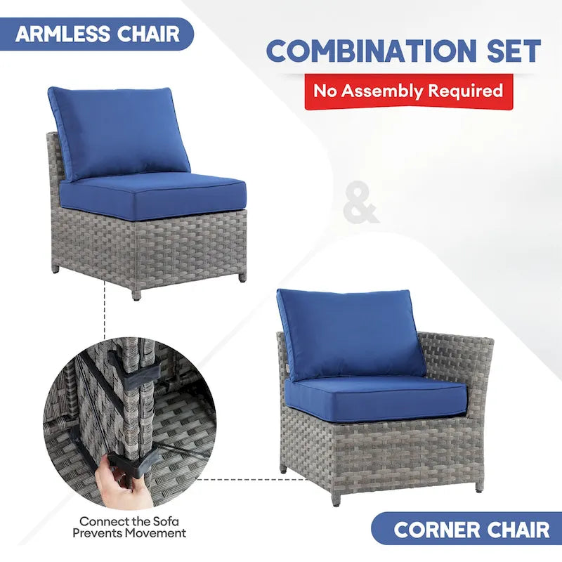 XIZZI Ensemble de canapés modulables d'extérieur 12 pièces (entièrement assemblé)