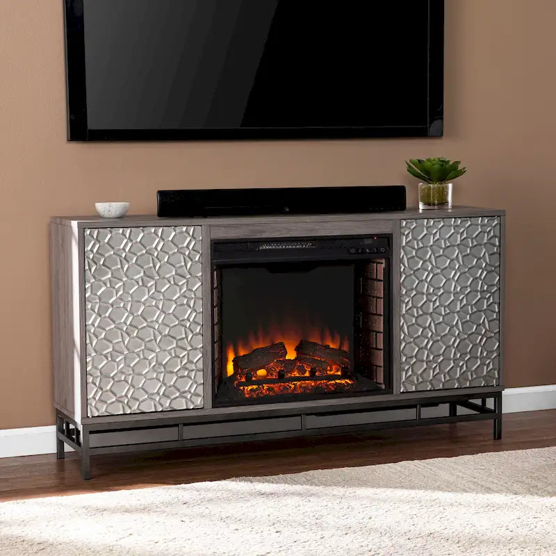 Cheminée électrique en bois gris contemporain Hampden de SEI Furniture
