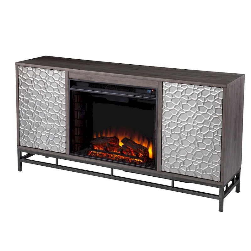 Cheminée électrique en bois gris contemporain Hampden de SEI Furniture
