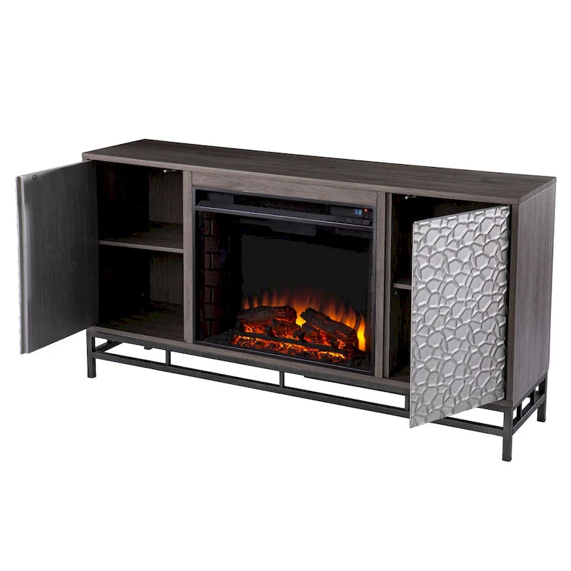 Cheminée électrique en bois gris contemporain Hampden de SEI Furniture