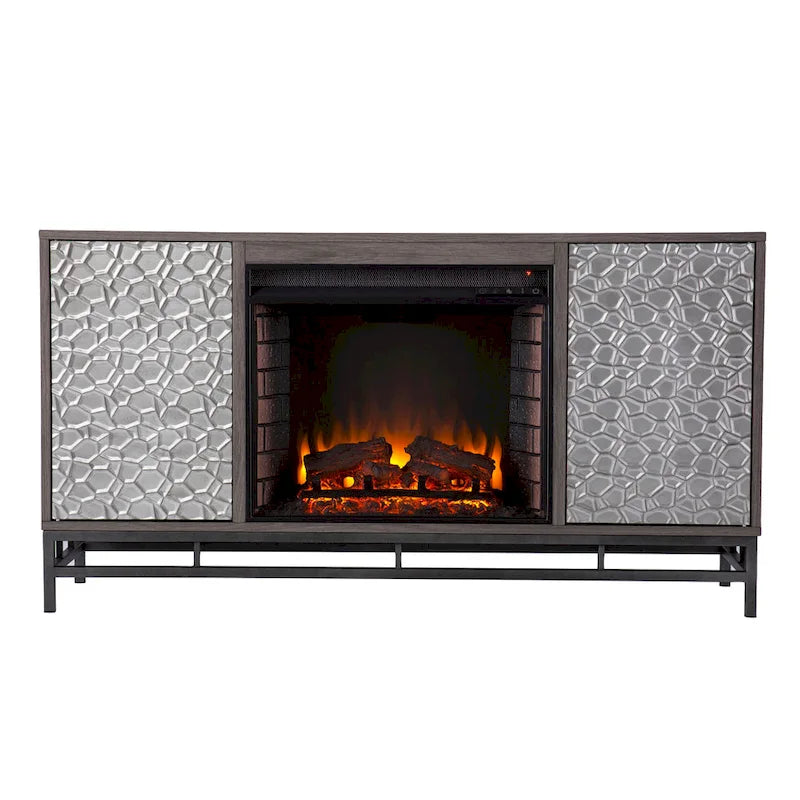 Cheminée électrique en bois gris contemporain Hampden de SEI Furniture