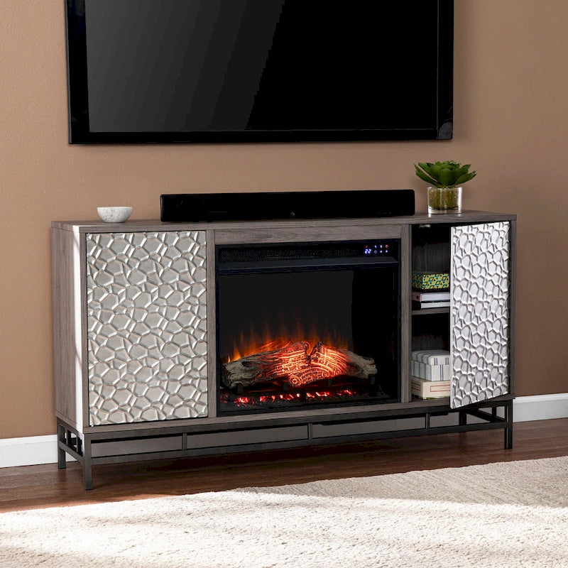 Cheminée électrique en bois gris contemporain Hampden de SEI Furniture