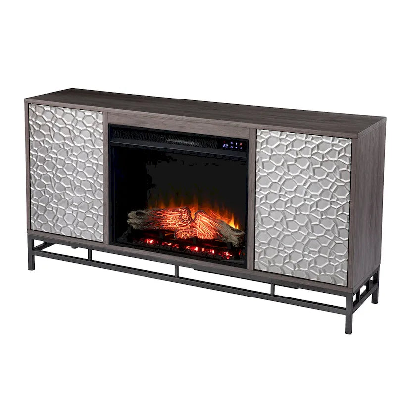 Cheminée électrique en bois gris contemporain Hampden de SEI Furniture