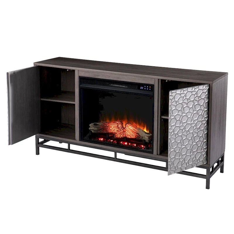 Cheminée électrique en bois gris contemporain Hampden de SEI Furniture