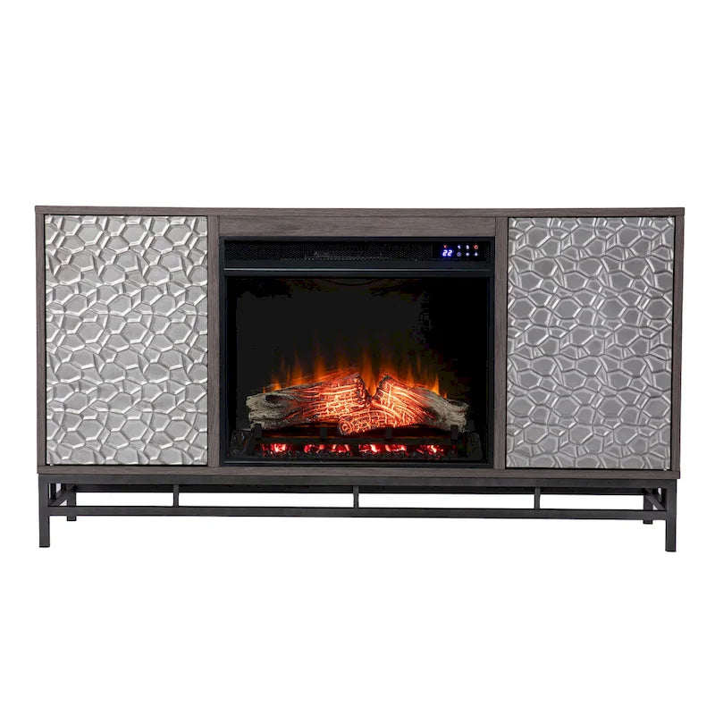 Cheminée électrique en bois gris contemporain Hampden de SEI Furniture