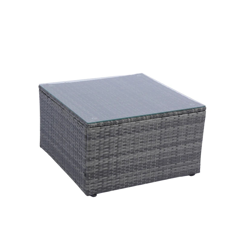 Ensemble de mobilier d'extérieur sectionnel 5 pièces en rotin PE avec coussins, canapé en U avec 2 oreillers, osier gris + coussin noir