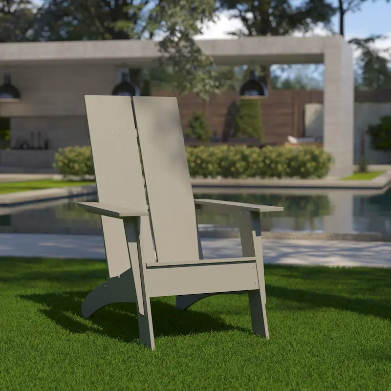 Chaise de patio Adirondack moderne à lattes doubles pour l'intérieur et l'extérieur