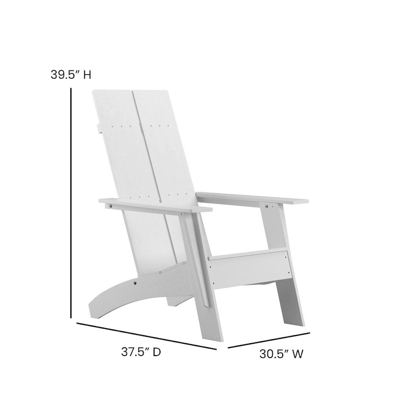 Chaise de patio Adirondack moderne à lattes doubles pour l'intérieur et l'extérieur