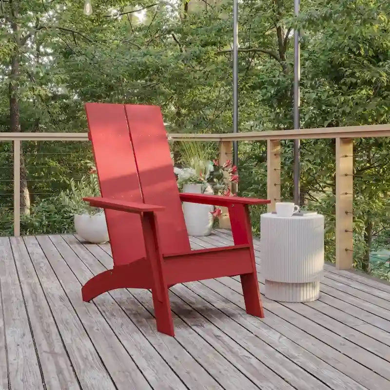 Chaise de patio Adirondack moderne à lattes doubles pour l'intérieur et l'extérieur