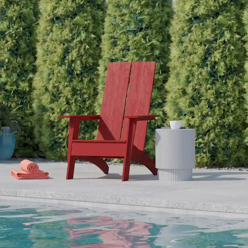 Chaise de patio Adirondack moderne à lattes doubles pour l'intérieur et l'extérieur
