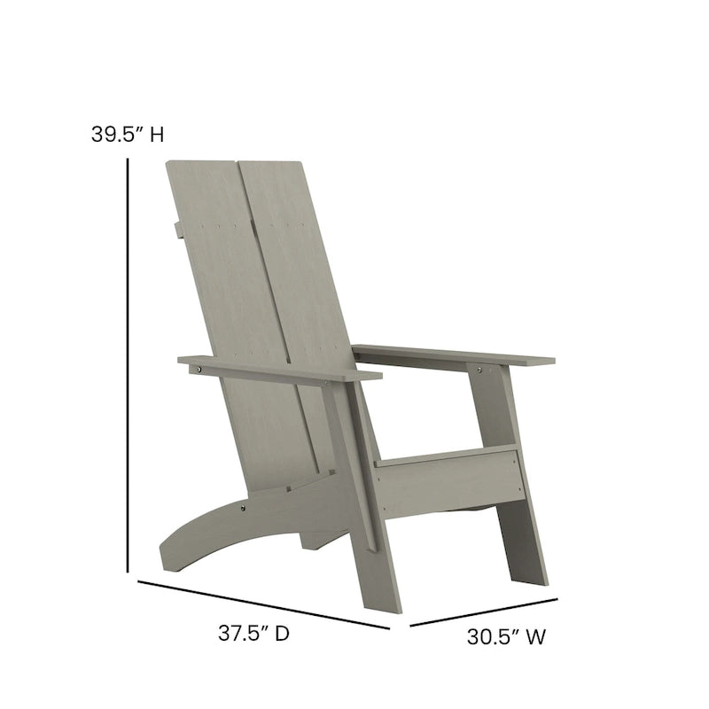 Chaise de patio Adirondack moderne à lattes doubles pour l'intérieur et l'extérieur