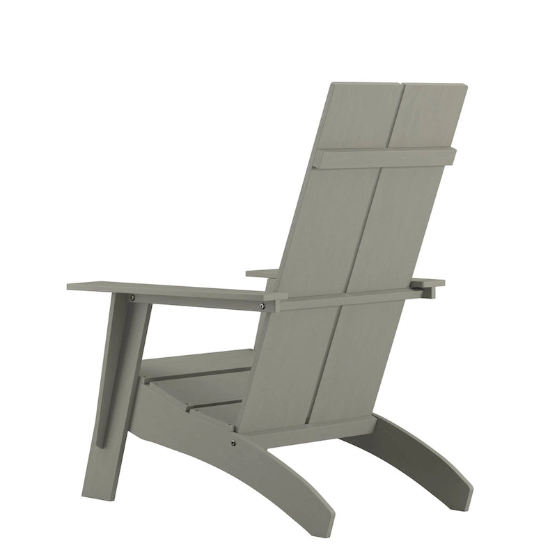 Chaise de patio Adirondack moderne à lattes doubles pour l'intérieur et l'extérieur