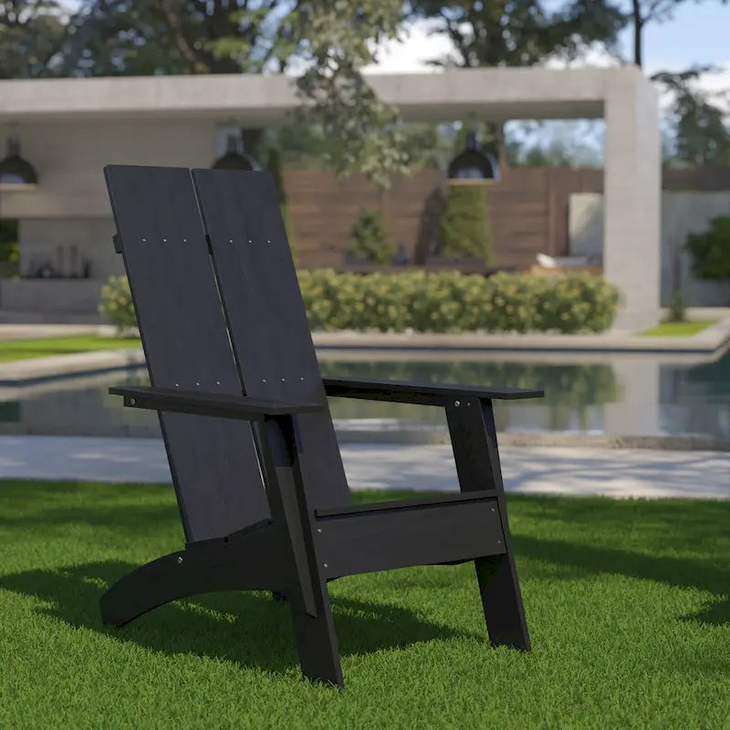 Chaise de patio Adirondack moderne à lattes doubles pour l'intérieur et l'extérieur