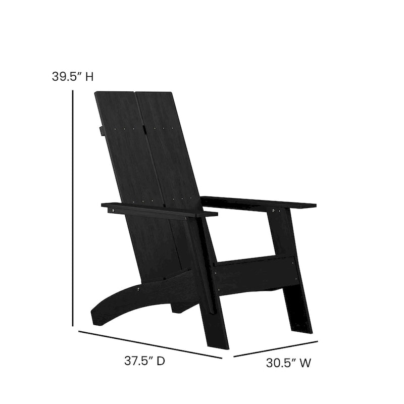 Chaise de patio Adirondack moderne à lattes doubles pour l'intérieur et l'extérieur
