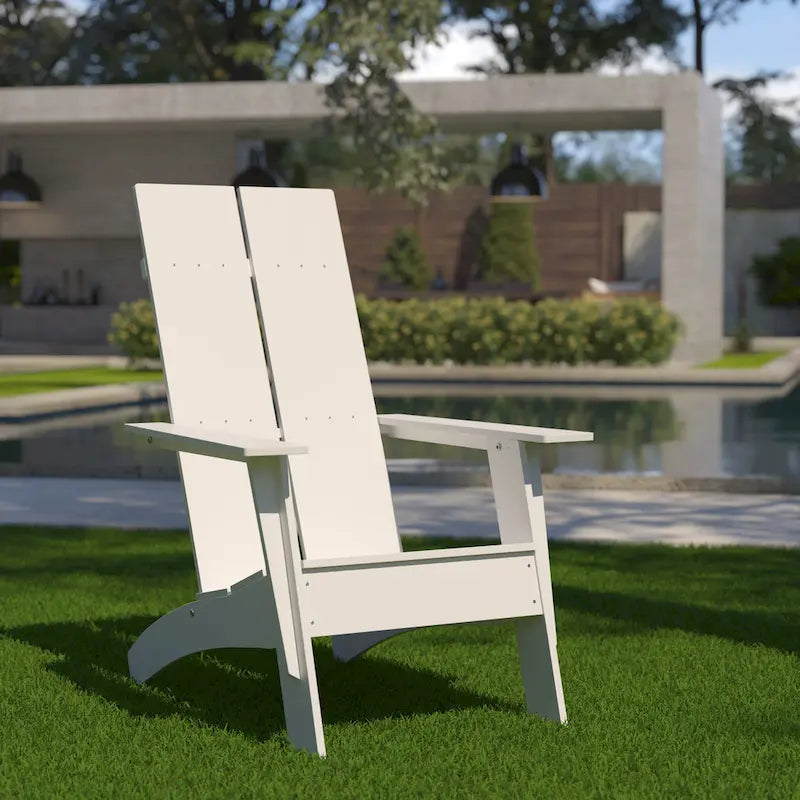 Chaise de patio Adirondack moderne à lattes doubles pour l'intérieur et l'extérieur