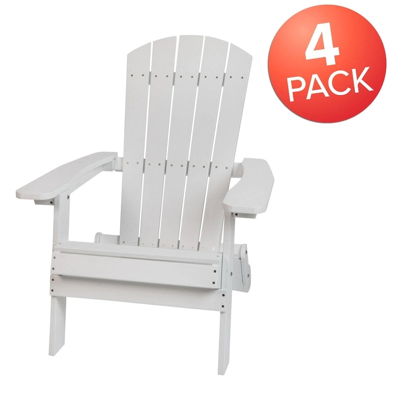 Chaise Adirondack pliante en polyrésine pour l'intérieur/l'extérieur (lot de 4)