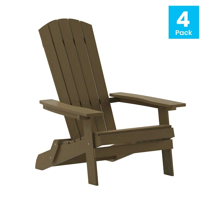 Chaise Adirondack pliante en polyrésine pour l'intérieur/l'extérieur (lot de 4)