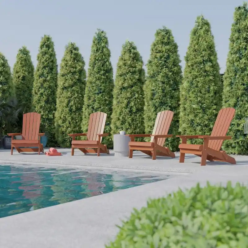 Chaise Adirondack pliante en polyrésine pour l'intérieur/l'extérieur (lot de 4)