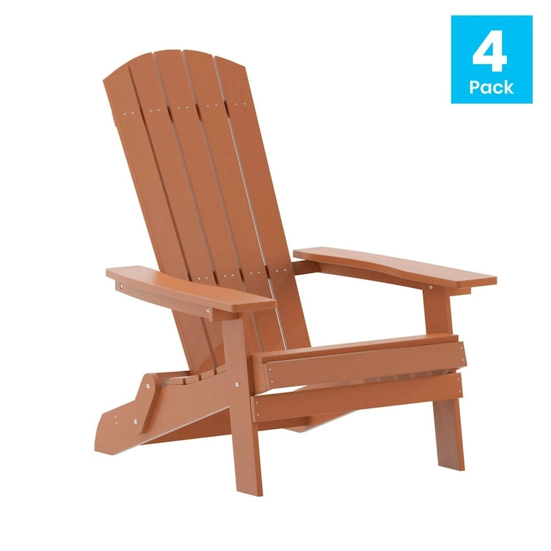 Chaise Adirondack pliante en polyrésine pour l'intérieur/l'extérieur (lot de 4)