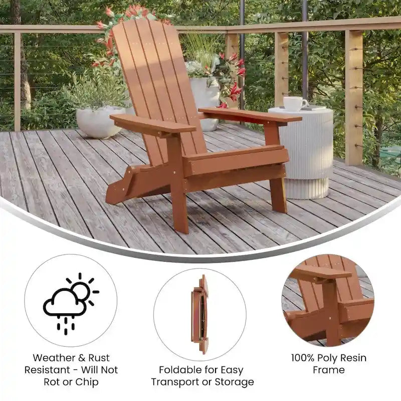 Chaise Adirondack pliante en polyrésine pour l'intérieur/l'extérieur (lot de 4)