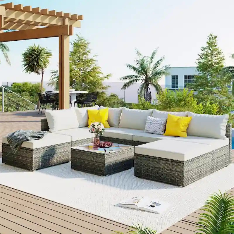 Ensembles de canapés modulaires de 8 pièces pour patio extérieur Leisure Zone