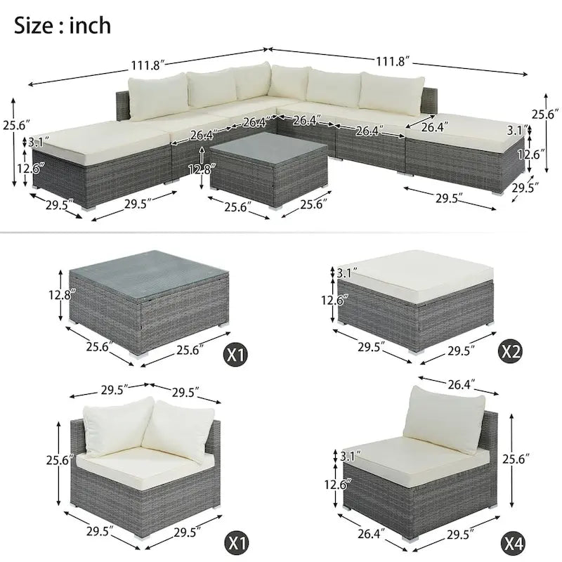 Ensembles de canapés modulaires de 8 pièces pour patio extérieur Leisure Zone