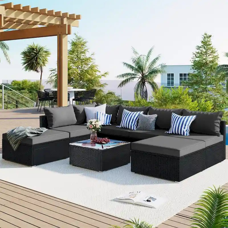 Ensembles de canapés modulaires de 8 pièces pour patio extérieur Leisure Zone