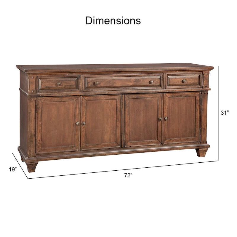 Meuble TV Harbor Point Rustic Cherry de 72 po – 72 po de largeur