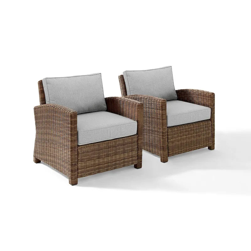 Crosley Bradenton Ensemble de 2 fauteuils d'extérieur en osier - 31.75p x 30.5l x 32.5h