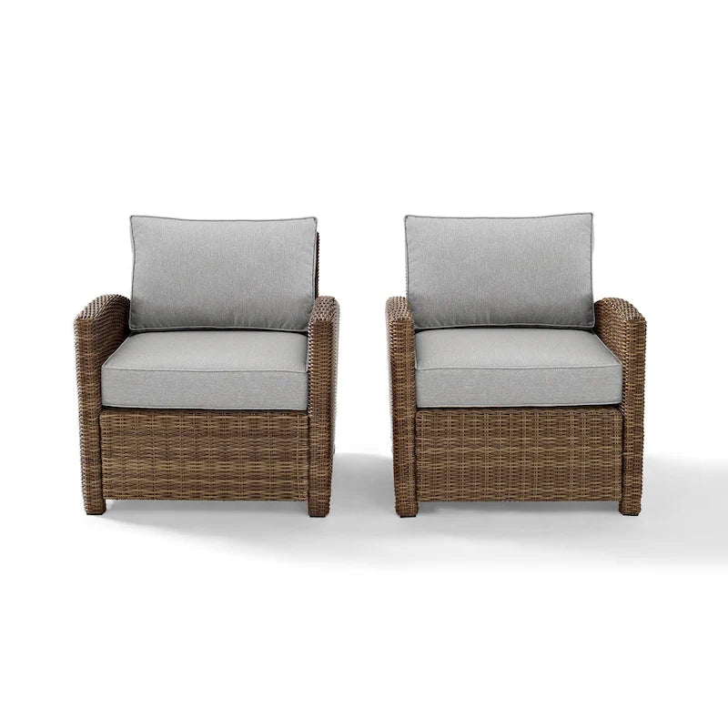 Crosley Bradenton Ensemble de 2 fauteuils d'extérieur en osier - 31.75p x 30.5l x 32.5h